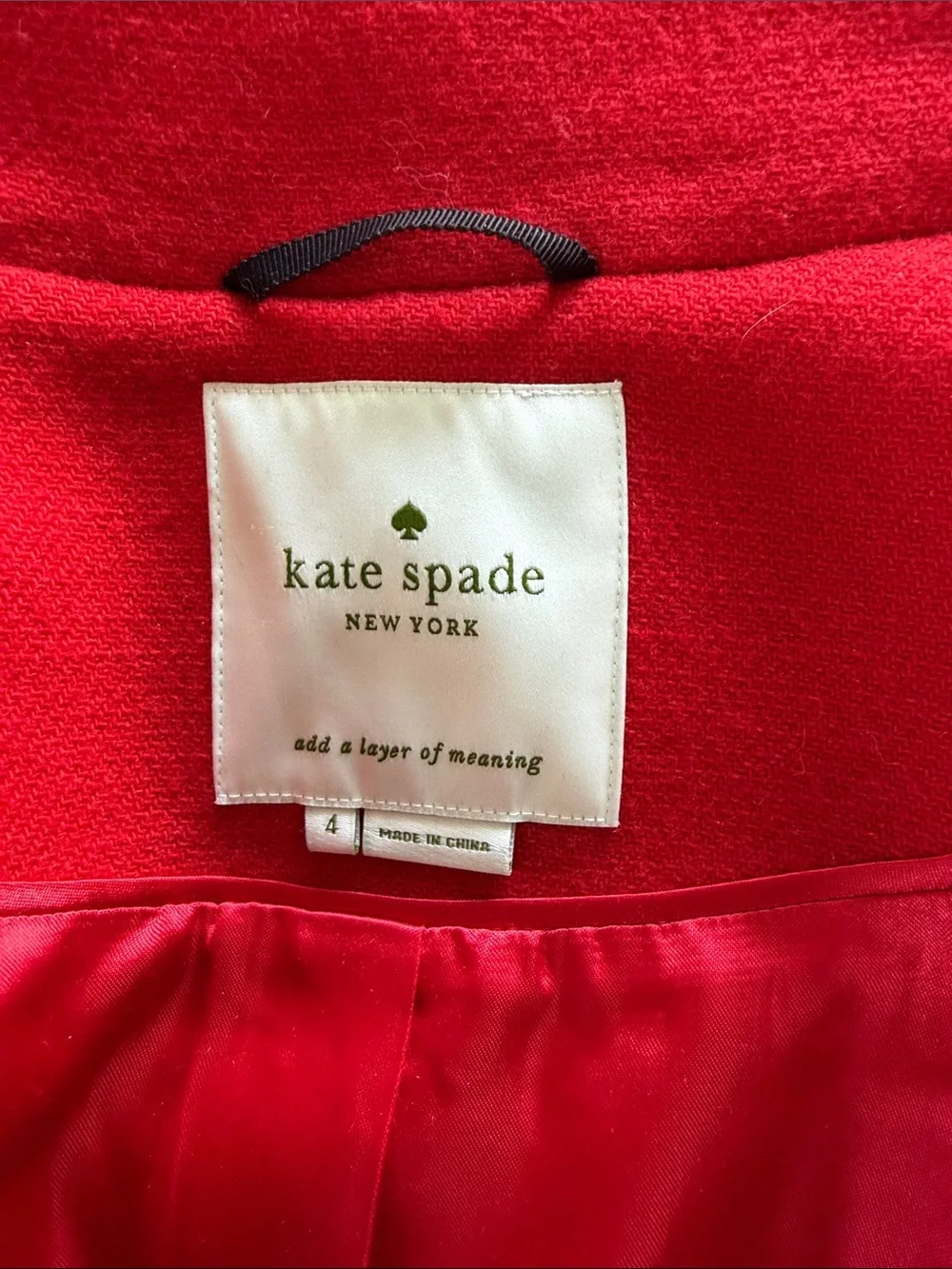 kate spade Red Wool Coat with Satin Lining